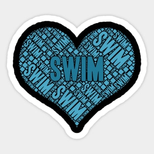 Swim Word Cloud - Heart Shaped Swimming Typography Sticker